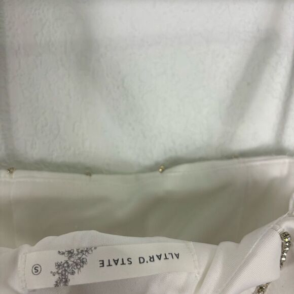 2 Pc Set! Altar'd State White with Jeweled Stripe Cropped Tank & Mini Skirt - Picture 6 of 12